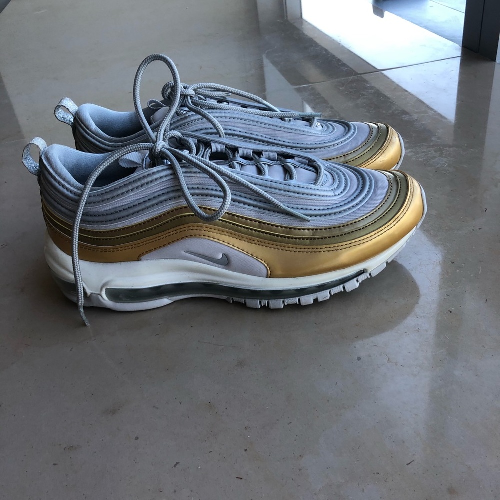 Nike Gold & Silver Air Max 97 SE Sneakers (size 8)